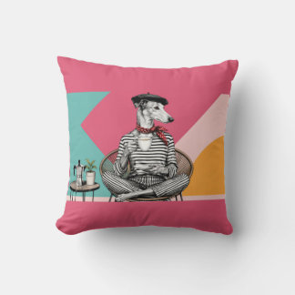 Stilfull Greyhound Kaffe Pop Art Porträtt Kudde
