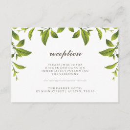Stilfull grön botanisk blad vigselmottagning tilläggskort