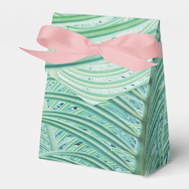 Stilfull grön växt palmblad presentbox presentaskar (Framsidan Sidan)