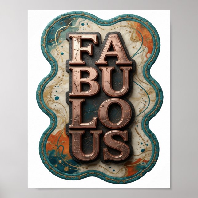 Stilfull gul FABULOUS textdesign Poster (Framsidan)