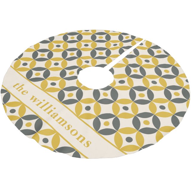 Stilfull gul grå geometrisk personlig   julgransmatta borstad polyester (Vinklad)