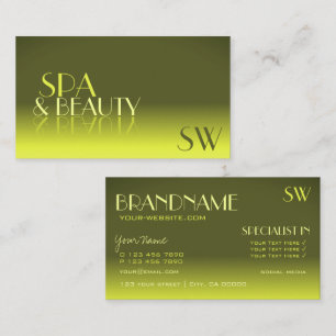 Stilfull gul gradient spegel font med monogram visitkort