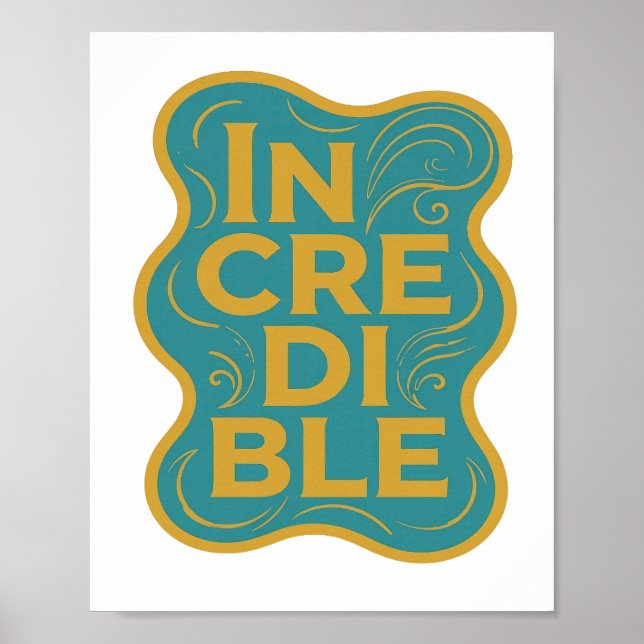 Stilfull gul OTROLIG grafisk design Poster (Framsidan)