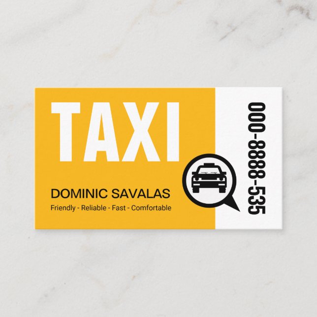 Stilfull gul TAXI-chaufför Visitkort (Framsida)