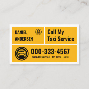 Stilfull gul taxibil för cabförare visitkort