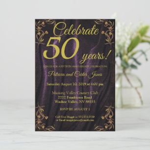 Stilfull guld 50-årsjubileums inbjudan
