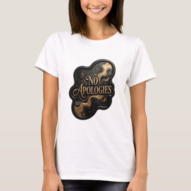 Stilfull guldbild NO APOLOGIES Grafisk T-shirt (Framsida)
