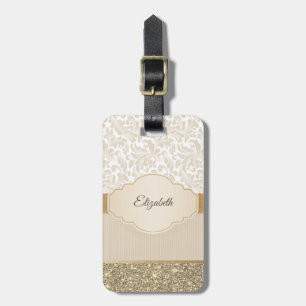 Stilfull guldglitter vintage-damask  bagagebricka