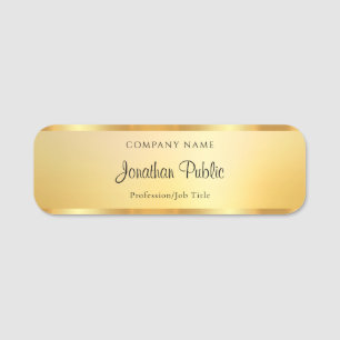Stilfull handskriven skriptmall guld trendig namnbricka