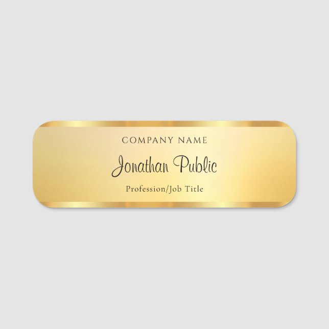 Stilfull handskriven skriptmall guld trendig namnbricka (Framsida)