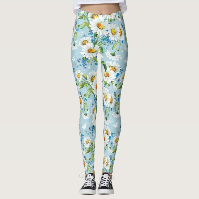 Stilfull härlig ljus blommönster 2 leggings (Framsida)