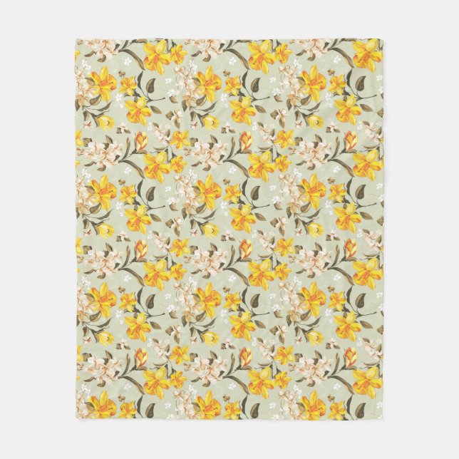 Stilfull härlig ljus blommönster fleecefilt (Framsidan)