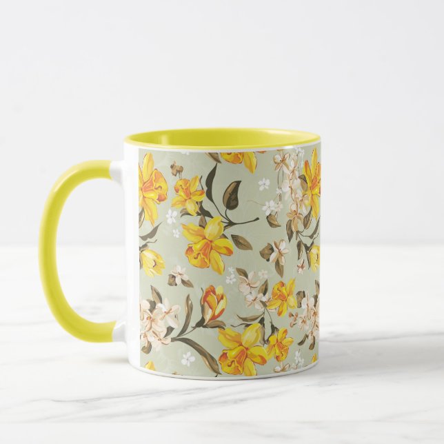 Stilfull härlig ljus blommönster mugg (Vänster)