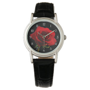 Stilfull härlig röd ros armbandsur