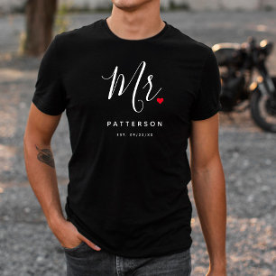 Stilfull herr. Anpassad efternamn och datum bröllo T Shirt