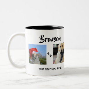 Stilfull Hund 4 Fotoskollage Två-Tonad Mugg