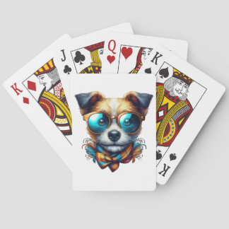 Stilfull hund med glasögon Färgrik modern djurbild Casinokort