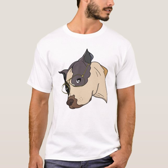 Stilfull hund med guldbrytare t shirt (Framsida)