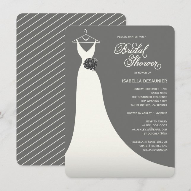 Stilfull inbjudan för elegant bröllopkappamöhippa (Fram/baksida)