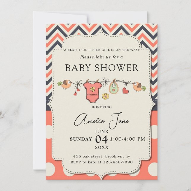 Stilfull inbjudan till baby shower (Framsida)