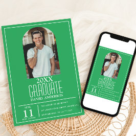 Stilfull inbjudan till examen med foton och valv