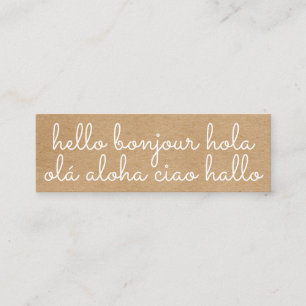 Stilfull internationell hej rustic kraft mini visitkort