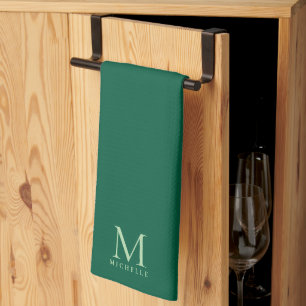Stilfull jägare grön modern mall monogram chic kökshandduk