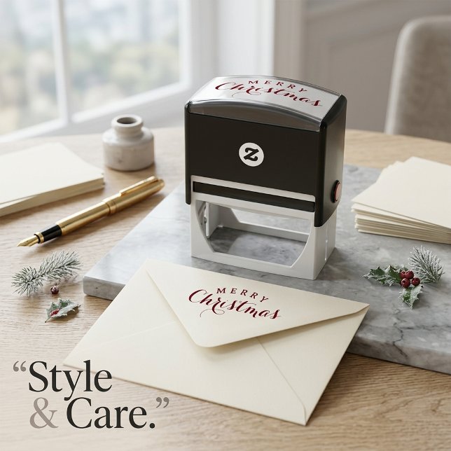 Stilfull Jul Text Självbläckande Stämpel Konst (Stylish Merry Christmas Text Self Inking Stamp Art)
