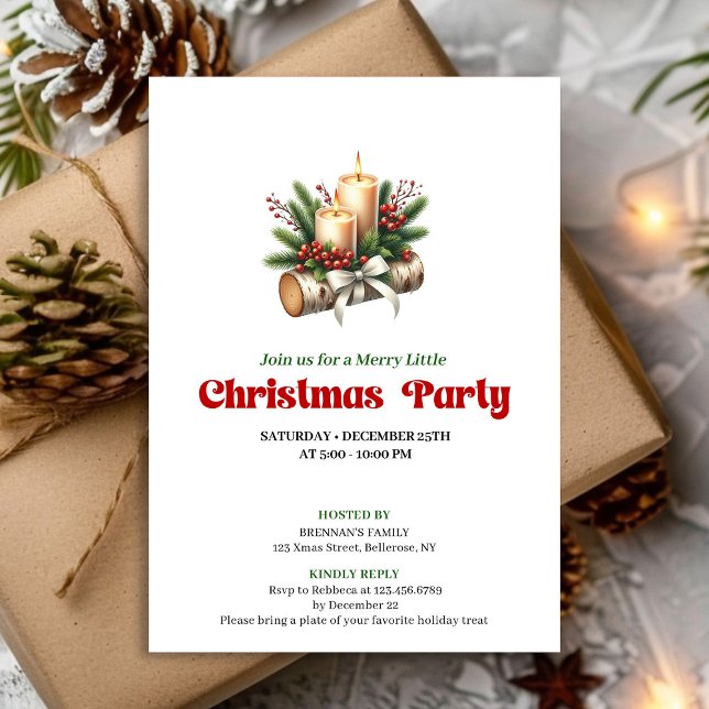 Stilfull julbärs jul inbjudan kort (Stylish Holly Berries Christmas Invite Card)