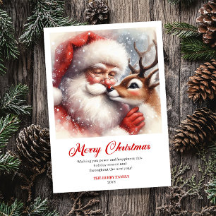 Stilfull julkort med Tomtefar och Rudolf
