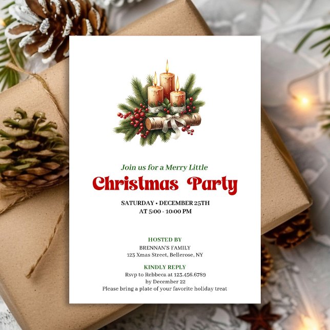 Stilfull julkrans tall ljus kort (Stylish Pine Wreath Christmas Candles Card)