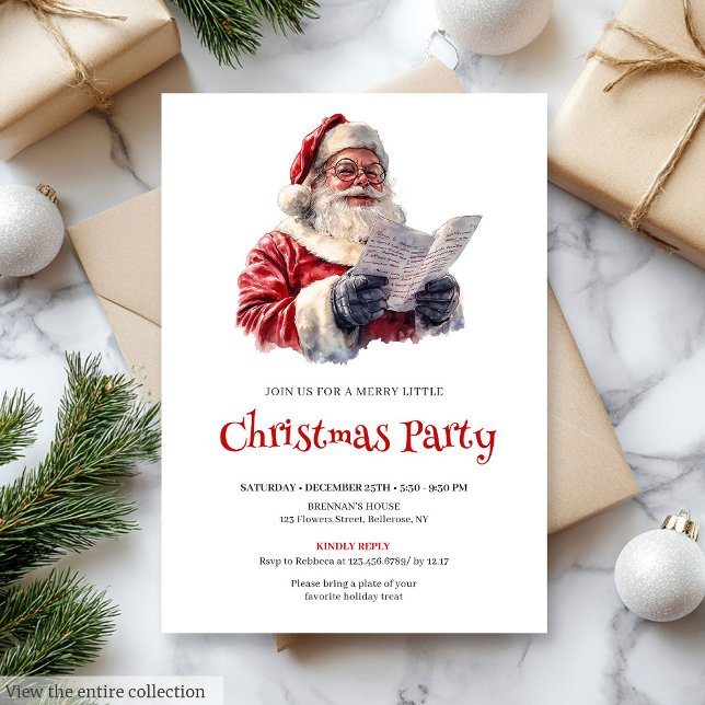 Stilfull julmodern festlig höstinbjudan inbjudningar (Stylish Santa Modern Festive Holiday Invitation)