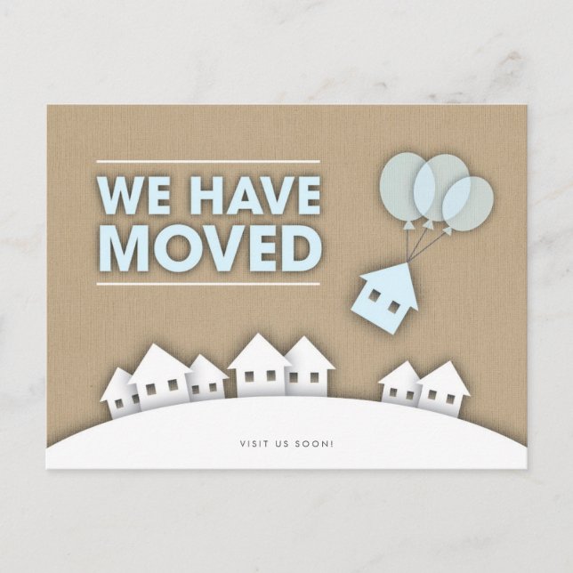 Stilfull jute Vi har flyttat Vita huset vykort (Framsida)