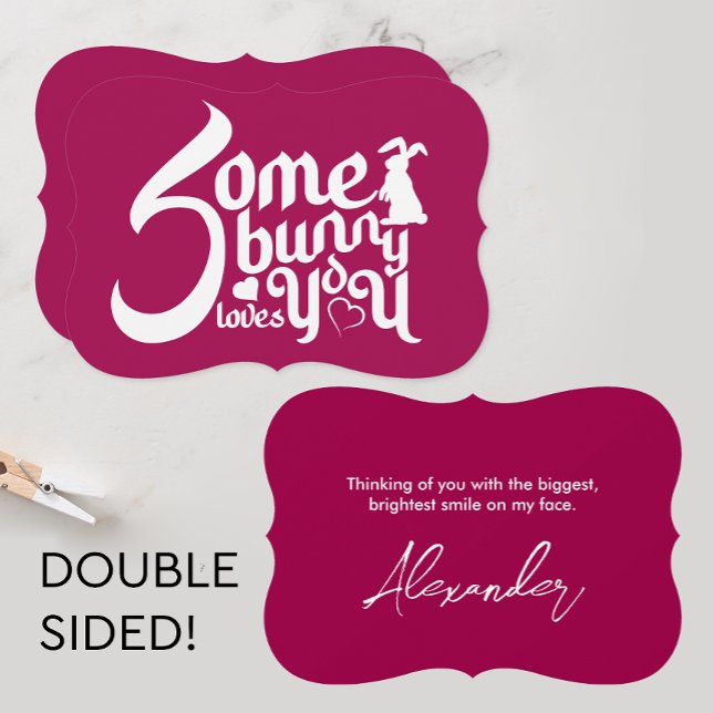 Stilfull kaninpunsj kärlek Magenta Vit Typografi Kort (Skapare uppladdad)