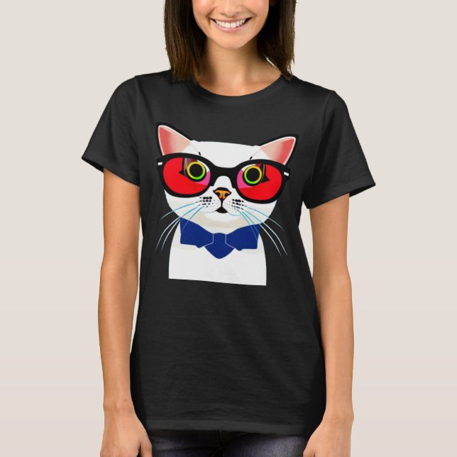 Stilfull katt i solglasögon t shirt (Framsida)