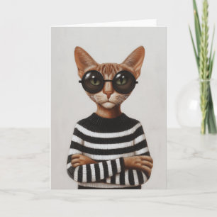Stilfull katt med runda glasögon kort