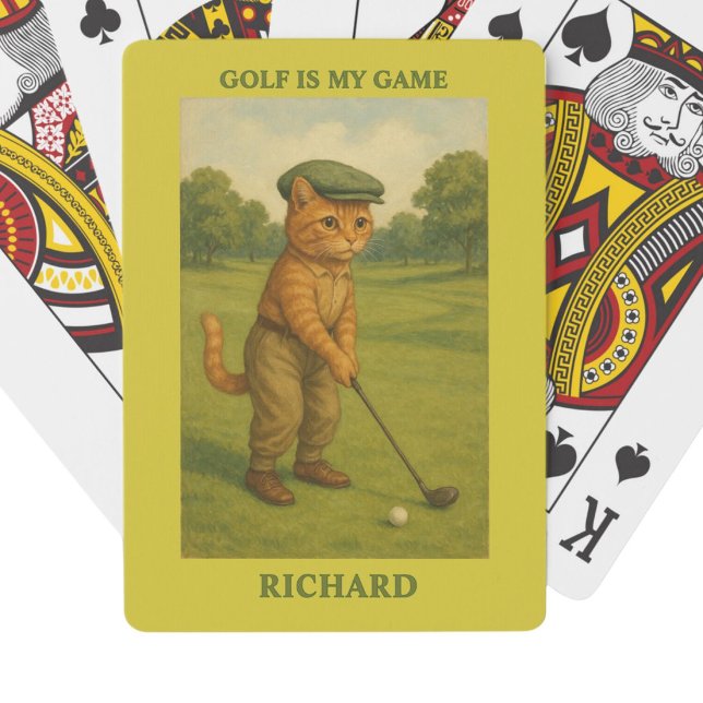 Stilfull katt som spelar golf-personaliserade poke casinokort (Skapare uppladdad)