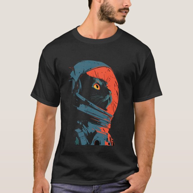 Stilfull kattastronaut t shirt (Framsida)