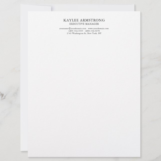 Stilfull Klassisk Enkel Minimalistisk Professionel Brevhuvud (Framsida)