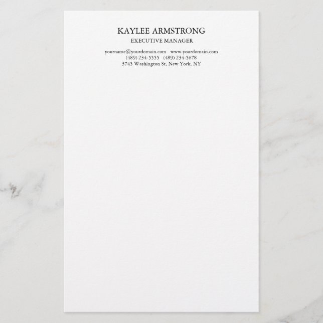 Stilfull Klassisk Enkel Vit Professionell Brevpapper (Framsida)