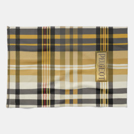 Stilfull klassisk guld och beige rutig kökshandduk