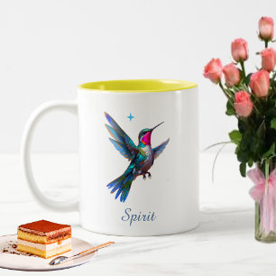 Stilfull kolibri och skrivstil på vit bakgrund Två-Tonad mugg