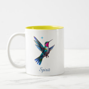 Stilfull kolibri och skrivstil på vit bakgrund Två-Tonad mugg