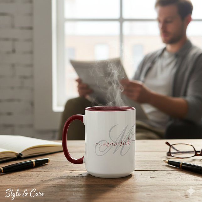Stilfull konst med anpassat namn och monogram för  mugg (Stylish Custom Name Monogram Art for Everyday Use Mug)