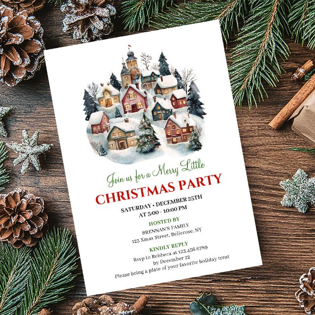 Stilfull konstnärlig julscen festlig firande  inbjudningar (Chic artistic Christmas scene festive celebration card)