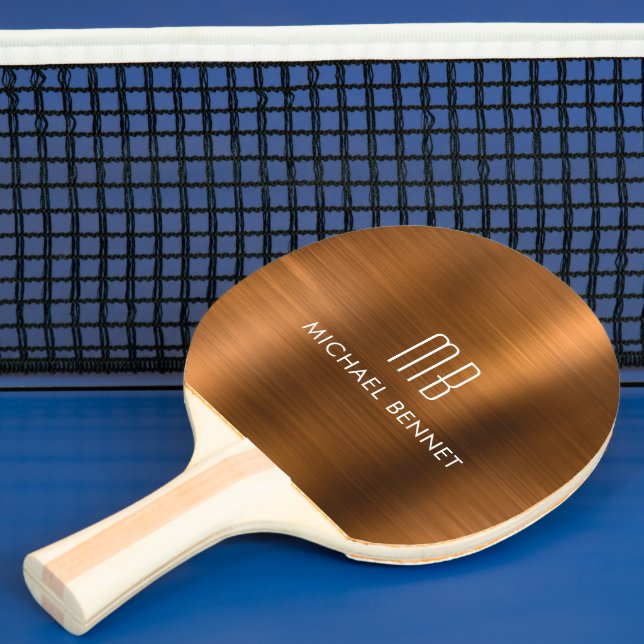 Stilfull Koppar Metallisk Monogram Namn Pingisracket (Insitu)