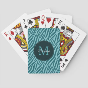 Stilfull krickazebra tryck med monogramen och namn spel kort