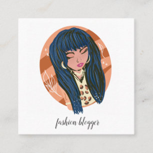 Stilfull kvinna skönhet fashionista bloggare plane fyrkantigt visitkort