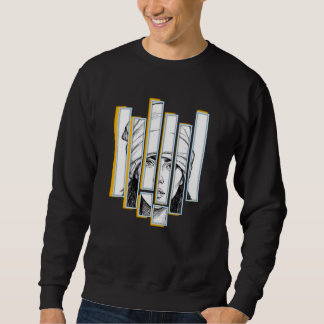 Stilfull kvinnohoodie med täckt huvud konstverk lång ärmad tröja