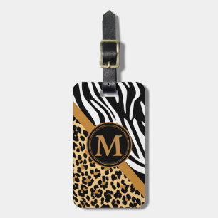 Stilfull leopard- och zebra bagagebricka